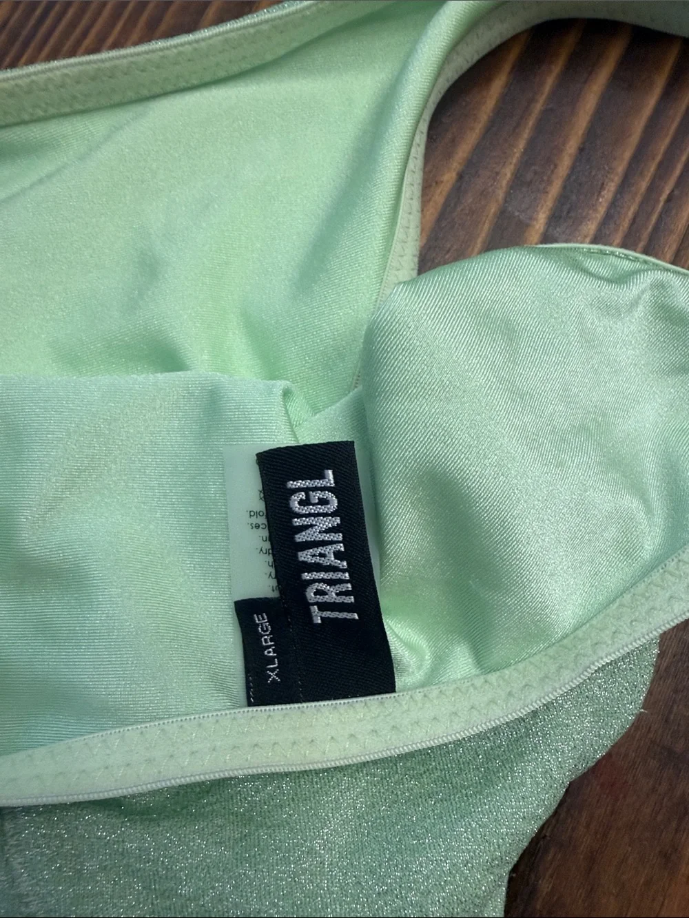 triangl swimwear Mint One-Shoulder Bikini Set with Pouch Top large/bottom XL EUC